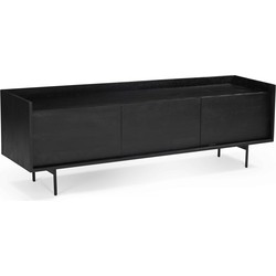 TV-Meubel Zwart - 160cm - Mangohout - TV-Meubel Hanne