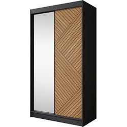 Meubella - Kledingkast Macerata - Zwart - 120 cm - Met spiegel