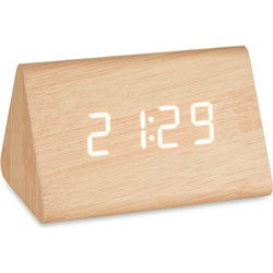 Giftdecor Tafelklok/wekker/alarmklok Pyramid - beige - 12 x 8 cm - Wekkers