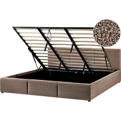Beliani BOUSSE - Tweepersoonsbed-Beige-Bouclé