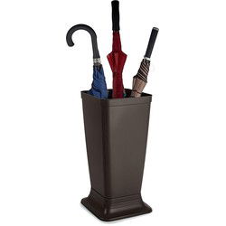 Plasticforte Paraplubak/parapluhouder Plain - bruin - glad kunststof - D26 x H52 cm - hoge voet - Paraplubakken