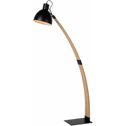 Staande lamp hout boog wit of zwart 143cm hoog