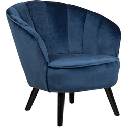 Beliani DALA - Fauteuil-Blauw-Fluweel