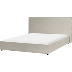 Beliani LAVAUR - Tweepersoonsbed-Beige-Fluweel