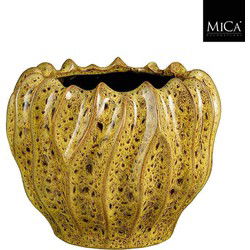 Mica Decorations Bloempot Thom - 27.5x27.5x22 cm - Keramiek - Geel