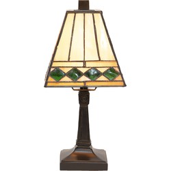 LumiLamp Tiffany Tafellamp  Ø 20x30 cm  Beige Groen Glas Tiffany Bureaulamp