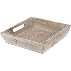 Season deco dienblad - hout - vierkant - 21 cm - Dienbladen