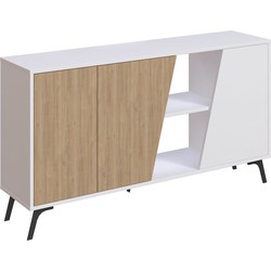 Buffet 3 deuren eiken en wit decor L150 cm - Fione