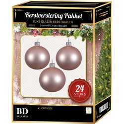 Lichtroze Kerstversiering Kerstballen 24-delig 6 en 8 cm - Kerstbal