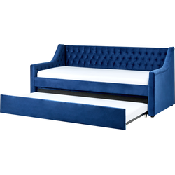 MONTARGIS - Onderschuifbed - Marineblauw - 90 x 200 cm - Fluweel