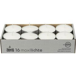 Enlightening Candles Waxinelichtjes - maxi - 16x - wit - 10 branduren - Waxinelichtjes