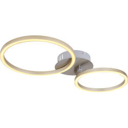 LED plafondlamp met twee gescheiden ringen | 49 x 25 cm | Nikkel | Plafonniere
