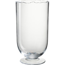 J-line - Windlicht Op Voet Onregelmatige Rand Glas Transparant Medium - 22.5x22.5x41.5cm