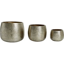 PTMD Delida Ronde Bloempot - H50 x Ø64 - Set van 3 - Aluminium - Goud