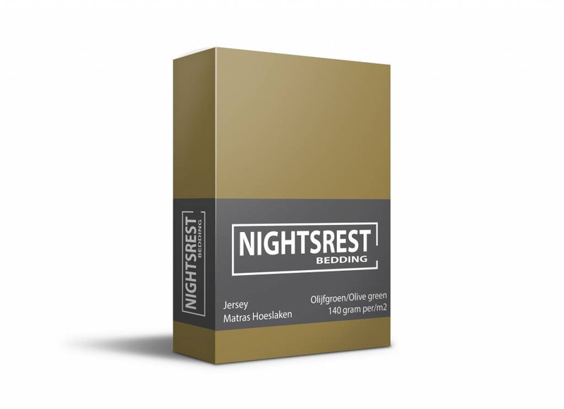 Nightsrest Jersey Hoeslaken - Olijfgroen Maat: Lits-jumeaux (160/180x200 cm) - 