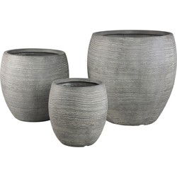 PTMD Bloempot Giulietta - 55x55x54 cm - Magnesium - Grijs - Set van 3