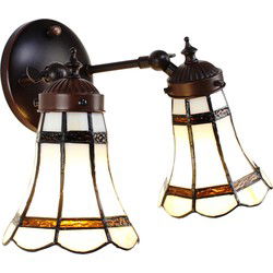 Lumilamp Wandlamp Tiffany Wit Bruin Glas