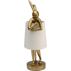 Kare Tafellamp Animal Rabbit Gold White 50cm