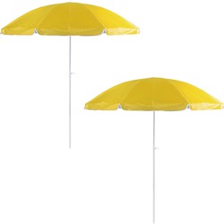 Voordeel set van 2x strandparasols geel 200 cm diameter - Parasols