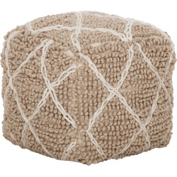 MUST Living Pouf Princess,40x40x40 cm, Beige/ Ivory, 100% wool