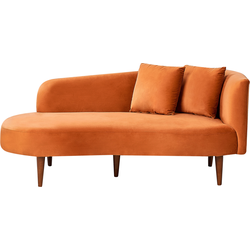 Beliani CHAUMONT - Chaise longue-Oranje-Fluweel