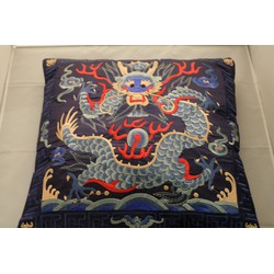 Fine Asianliving Chinese Kussenhoes Volledig Geborduurd Navy Draak