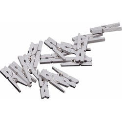 Mini knijpertjes - 40x st - zilver - 2 cm - hout - knijpers - Kerstknijpers
