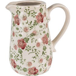 Clayre & Eef Decoratie Kan  16x11x18 cm Roze Beige Keramiek Bloemen Waterkan