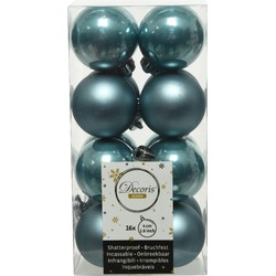16x stuks kunststof kerstballen ijsblauw (blue dawn) 4 cm glans/mat - Kerstbal