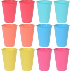 12x Onbreekbare drinkbeker/mok gekleurd 12 cm - Drinkbekers