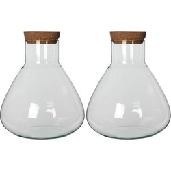 2x stuks glazen voorraadpotten/snoeppotten transparant met deksel H32 cm x D29,5 cm - Voorraadpot