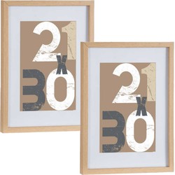 2x stuks houten fotolijst bruin geschikt voor een foto van 21 x 30 cm of 30 x 40 cm - Fotolijsten