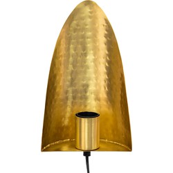 Clayre & Eef Wandlamp 16*7*25 cm E27/max 1*40W Goudkleurig Metaal Muurlamp Sfeerlamp