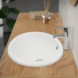 Ovale wastafel met overloop 49x40,5x19,5 cm wit keramiek ML design