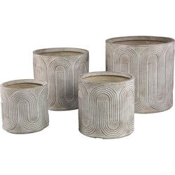 PTMD Bloempot Zakerie - 44x44x42 cm - Magnesium - Beige - Set van 4