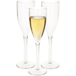 12x stuks onbreekbaar champagne/prosecco flute glas transparant kunststof 15 cl/150 ml - Champagneglazen