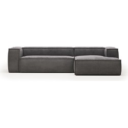 Kave Home - 3-zitsbank Blok corduroy grijs met chaise longue rechts 300 cm