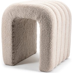 Poef Bouclé Taupe - Zithoogte 45 cm - Japandi Stijl - Giga Meubel