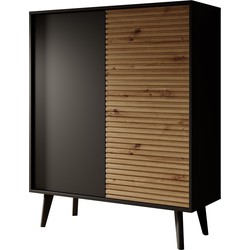 Meubella Dressoir Palladium - Eiken - Zwart - 104 cm - Hoog