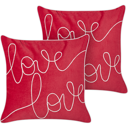 SIDERASIS - Sierkussen set van 2 - Rood - 45 x 45 cm - Fluweel