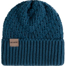 Knit Factory Sally Gebreide Muts Heren & Dames - Big Beanie - Petrol - One Size - Grof gebreid