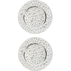 2x stuks diner borden/onderborden zilver met sterren 33 cm - Onderborden