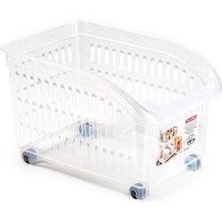 Plasticforte opberg Trolley Container - transparant - op wieltjes - L30 x B18 x H19 cm - kunststof - Opberg trolley