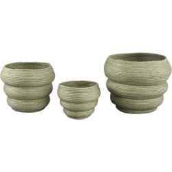 PTMD Summera Green round paper rope pot layered SV3