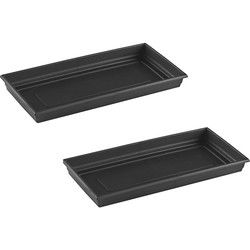 Hega Hogar plantenpot opvangschaal - 3x - antraciet - 57 x 17 cm - Plantenpotten