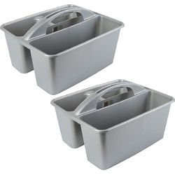 Hega Hogar Opbergbox - 2x - kunststof - 6L - met handvat - opbergdoos - Opbergbox
