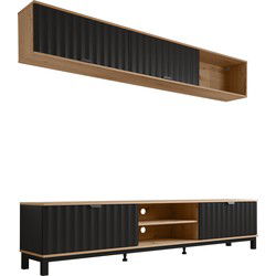 Meubella - Wandmeubel Mansell - Zwart - 218 cm