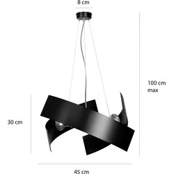 Kuopio zwarte hanglamp 3xE27 metaal