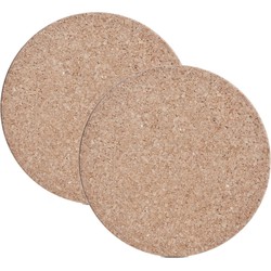 Zeller pannenonderzetters rond - 2x - kurk - D30 cm - Pannen/schalen - Panonderzetters