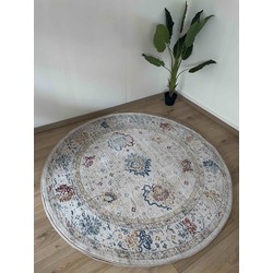 Vintage Garden Picasso Laagpolig Plat Vloerkleed Creme Multi- 160 CM ROND